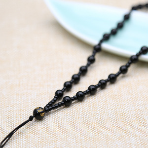 Collier de perles Onyxs noir mode pierre naturelle Om <span class=keywords><strong>Mane</strong></span> Padme Hum Six mots Mantra obsidienne colliers nouveaux <span class=keywords><strong>bijoux</strong></span> faits à la main - Product Image 2