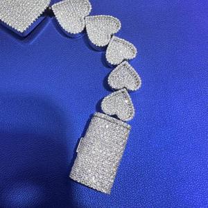 Elegant Moissanite <b>Charm</b> <b>Bracelet</b> with 925 Sterling <b>Silver</b> Link Chain Hip Hop Fashion Jewellery Gift Accessory - Product Image 3