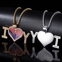 Bijoux glacés hip hop micro-cadre de mémoire de zircon de réglage rond personnalisé colliers photo pendentif photo