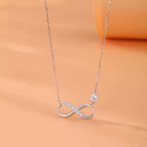 925 alla moda argento Sterling infinito numero 8 ciondolo personalizzabile pietra colore 4mm Cz collana da donna gioielli - Product Image 3