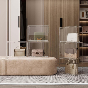 Paquete de 3 Cajas de Acrílico con Puerta Magnética, Contenedores de Almacenamiento Apilables de Plástico Transparente con Tapas Grandes - Product Image 5