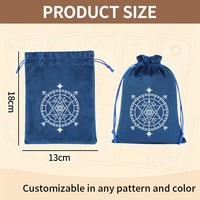 Pochette à cordon en velours tissé sérigraphié 12 Constellations RTS, personnalisable avec logo, pour cartes de tarot, dés, cristaux et bijoux