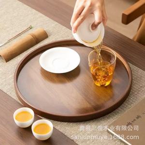 Sanjun Solid Wood <b>Round</b> <b>Serving</b> <b>Tray</b> Multipurpose Tea Coffee Platter - Product Image 2