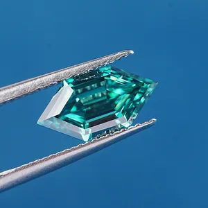 SICGEM Long Hexagon 6.5*10.5 MM 2.5 Carat Emerald Cut Green Vvs Loose Moissanite Gemstone