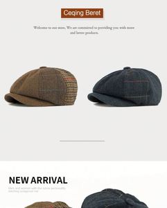 หมวกแก๊ปทรงนิวส์บอยลายทางสไตล์อังกฤษสำหรับผู้ชายและผู้หญิง  แบบเรโทรสำหรับฤดูใบไม้ร่วงและฤดูหนาว  ลายสก็อต  พิมพ์ลายซิลค์สกรีน  สำหรับงานโปรโมชั่น - Product Image 2