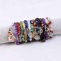 Bracelet en Pierres Naturelles Mélangées à Prix de Gros, Bracelet de Guérison en Pierre, Décoration Anti-Mauvais Œil