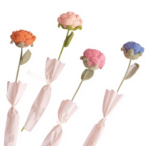 ดอกกุหลาบ คาร์เนชั่น ทิวลิป ดอกไม้ประดิษฐ์ ช่อดอกไม้ขนาดเล็ก บรรจุภัณฑ์ไหมพรมถักมือ ของขวัญพืชตกแต่ง - Product Image 1