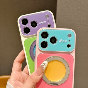 เคสโทรศัพท์แม่เหล็กสีสันตัดกันสุดฮิตสำหรับ iPhone 17 13 14 15 16 Pro Max แบบ 360 องศา °   ฝาครอบป้องกันขาตั้งแบบวงแหวนโลหะ - Product Image 3