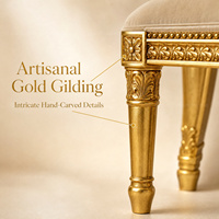 Chaises de salle à manger en bois massif doré de style rococo français avec assise en velours pour villa, hôtel, restaurant, projet en gros