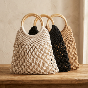 Crochet Hollow Beach Tote <b>Bag</b> Woven <b>Straw</b> Open Top Casual Travel Shoulder <b>Bag</b> Cotton Single Strap Halloween for Women Made - Product Image 6