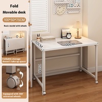 Bureau d'ordinateur pliable ergonomique moderne et portable pour la maison, table convertible élégante avec roulettes, cadre métallique réglable, idéal pour le chevet