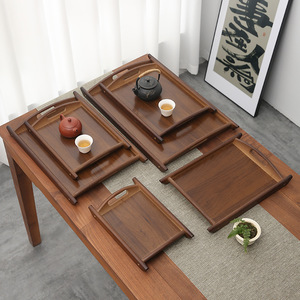 Plateau de service en bois à double anse, couleur unie, pour thé, café, usage hôtelier - Product Image 4