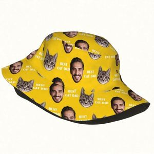 Chapeau Bob Personnalisé avec Photo et Visage Amusant, Motif Chat à Large Bord, Respirant, Toutes Saisons, Cadeau d'Extérieur, Motif Dessin Animé - Product Image 2