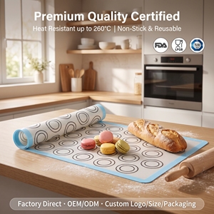 Plaque <span class=keywords><strong>de</strong></span> cuisson en silicone <span class=keywords><strong>de</strong></span> qualité alimentaire avec marquage <span class=keywords><strong>macaron</strong></span>, antiadhésive, réutilisable, logo personnalisé - Product Image 1