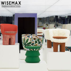 WISEMAX FURNITURE Italie Designer Loisirs Accent Chair Meubles de salon en fibre de verre Canapé simple <span class=keywords><strong>Fauteuil</strong></span> moderne en tissu vert - Product Image 5