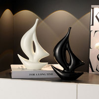 Statue Voilier en Céramique Simple et Moderne, Création Décorative pour Meuble TV de Salon