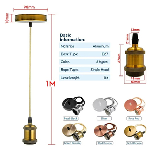 E27 Aluminum Lamp Holder Screw <strong>Bulb</strong> <strong>Light</strong> <strong>Socket</strong> CE Certified AC 165-265V for DIY Pendant <strong>Light</strong> Fittings - Product Image 4