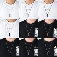 Collier long à pendentif naturel tendance en chaîne à maillons géométriques plaqué or 18 carats en acier inoxydable écologique personnalisé