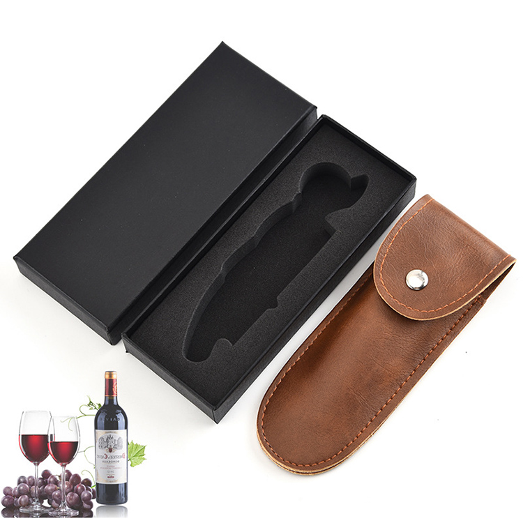 Vino Contenitore di Regalo Per Il Legno Pacchetto DELL'UNITÀ di ELABORAZIONE di Caso di Cuoio di Lusso Apri del Vino Cavatappi Cork Screw Coltello Vino