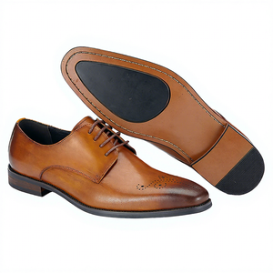 Chaussures Oxford en cuir véritable pour hommes, à lacets, faites à la main, pour le printemps et l'été, formelles, pour les affaires, les mariages et les fêtes - Product Image 1