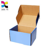 Boîte d'expédition bleue personnalisée imprimée en couleur avec pelliculage brillant, boîte en carton ondulé 3 couches E/B Flute