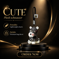 Porte-clés pendentif chien Schnauzer en peluche, breloque mignonne pour sac, accessoire de sac à dos imperméable, option logo personnalisé, fabriqué à Yiwu