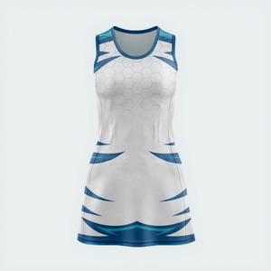 Women Sleeveless netball <b>jersey</b> Sport <b>Dress</b> <b>White</b> With Red And Gray Accents Breathable Polyester For Adults - Product Image 4