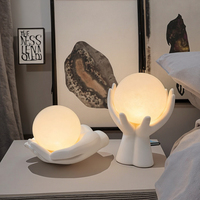 Lampe de bureau décorative Meiyu en forme de lune, peinte à la main, DIY, statue moderne, artisanat créatif en résine, décoration de chambre à coucher