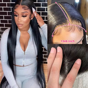 Perruque <span class=keywords><strong>en</strong></span> dentelle HD noire naturelle, pré-décolorée, droite, sans colle, cheveux humains - Product Image 5