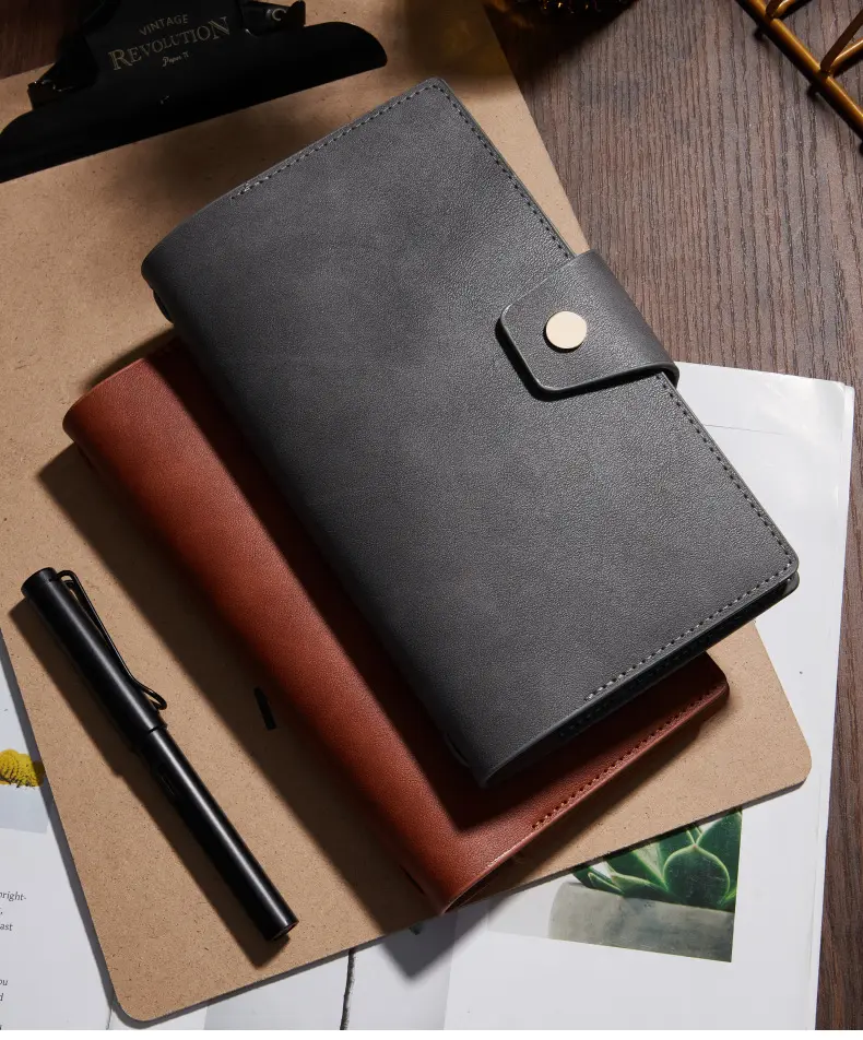 Custom Daily Weekly Monthly Organizer Planne Notebook A5 A6 Ring Binder Budget Pu Leather Binder Clip Notebook Planner Organizer