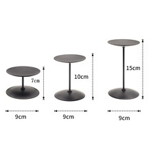 Ensemble de 3 supports en métal noir pour bougies en forme de pilier, pour centre de table, décorations de cheminée, décor gothique - Product Image 2