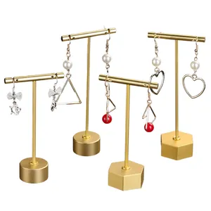 Venta al por mayor de metal T-Bar Pendientes Soporte de exhibición Tabletop Jewelry Earring Shelf para joyerías Una variedad de colores están disponibles