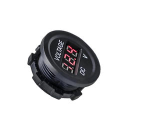 Voltmètre numérique à affichage numérique DC 12V, étanche et ignifuge, panneau rond en PC avec découpe de 27 mm pour ATV, UTV, camion, bateau, usage marin - Product Image 1