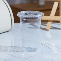 Couvre-boissons jetable en PET transparent KD-95 mm avec trou plat ou sans trou, léger, pour gobelets de 95 mm (qualité alimentaire)