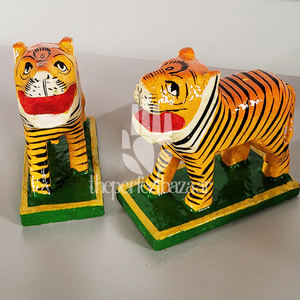 Paire de tigres en bois Art déco Décoration d'intérieur pour anniversaire - Product Image 3