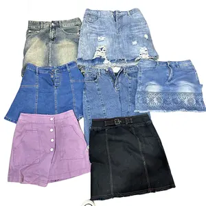 Originele Tweedehands Kleding 2e Hand Dames Jeans Rok Vrouwen Gebruikte Kleding In Bulk