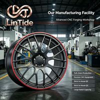 Jantes forgées multi-rayons Y satinées noires avec liseré rouge pour la modification de voitures de performance