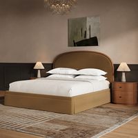 Lit King Size FERLY de Luxe en Bois, Fait Main, Mobilier de Chambre Moderne, Couleur Personnalisable pour Maison, Hôtel, Villa, Resort