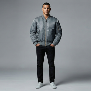 Chaqueta Bomber Ligera Estilo Aviador con Cierre Completo y Cuello Acanalado para Uso Casual, Productos de la Hermandad Greek Wear - Product Image 1