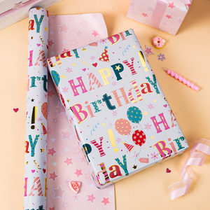Papel de regalo rosa de 5m con revestimiento de aluminio, diseño original personalizable para felicitaciones de cumpleaños - Product Image 2