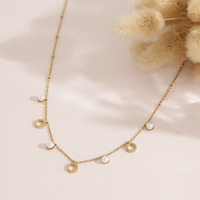 Collier en acier inoxydable avec pendentif circulaire en perle, dernier design, plaqué or 18 carats, pour femmes, vente en gros