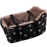 Coussin de transport portable en peluche pour chat, pour les voyages en voiture et en extérieur, en polaire à poils longs, motif patte, anti-affaissement, nid douillet et chaud