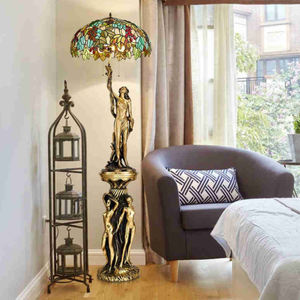 Lampe sur pied Tiffany LED européenne avec vitrail de style méditerranéen pour hôtel et chambre à coucher - Product Image 4