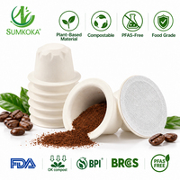 SUMKOKA Capsules de café biodégradables en bagasse de canne à sucre, personnalisables et vides, pour une infusion écologique