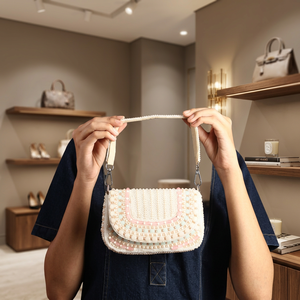 Bolso de Hombro con Cuentas, Diseño Artesanal, con Perlas, para la Noche, Ecológico, Capacidad de 1L, Cierre Magnético - Product Image 2