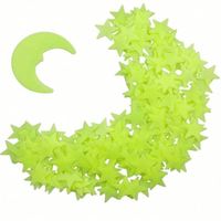 600 PIÈCES/ENSEMBLE Autocollants Muraux Décoratifs Lumineux Étoiles Météores Lune Adhésifs PVC Imprimés UV Finition Brillante USA Mairun Dos sur Dos