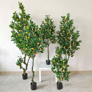 Vente en gros de citronniers nains de 60cm bonsaï en pot citronnier vert artificiel avec fruits au citron - Product Image 2