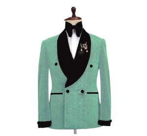 Costume Homme Bleu Royal en Velours à Revers Châle, Style Décontracté Printemps-Automne, Tendance Mariage, 2 Pièces (Veste+Pantalon) pour Cérémonie Homme - Product Image 2
