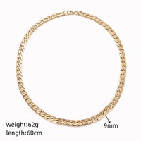 Collier Cubain Plaqué Cubain Longue Chaîne Collier Or Acier Inoxydable Large Vintage Unisexe Miami Cubain Lien Chaîne CLASSIQUE Alliage
