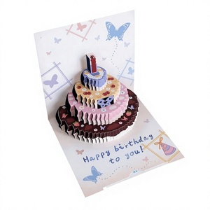 Tarjeta de Felicitación 3D Ecológica Personalizada con Diseño de Pastel y Globos Hecho a Mano para Cumpleaños, Navidad, Graduaciones - Venta al Por Mayor - Product Image 1